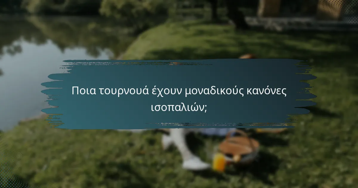 Ποια τουρνουά έχουν μοναδικούς κανόνες ισοπαλιών;