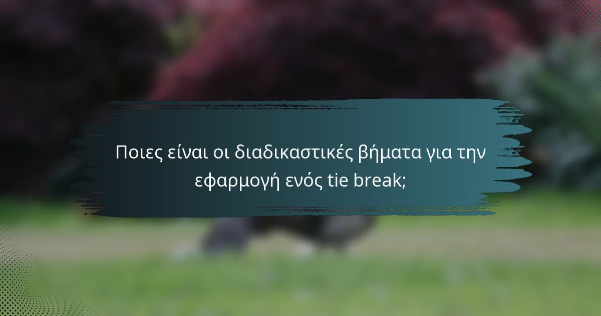 Ποιες είναι οι διαδικαστικές βήματα για την εφαρμογή ενός tie break;