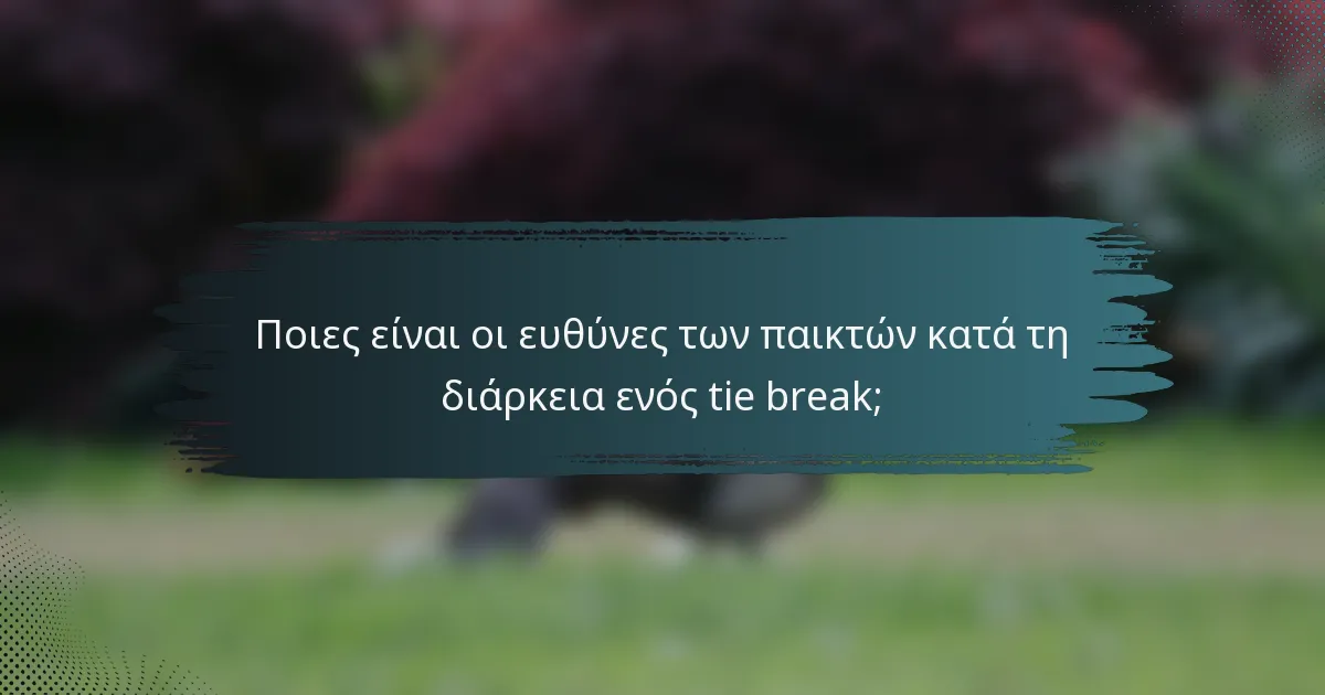 Ποιες είναι οι ευθύνες των παικτών κατά τη διάρκεια ενός tie break;